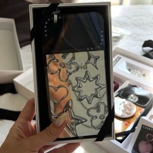 Casetify Silver Mirrored Floral & Star Embossed Phone Case IPhone 17 pro case